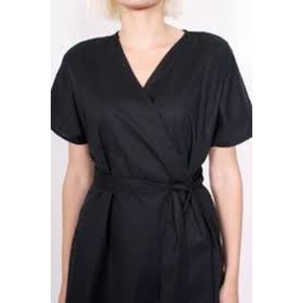 Anthropologie JUST FEMALE Masha Wrap Dress Black Cotton CASUAL Size Large L